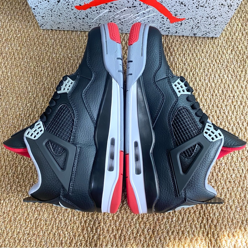 Brand New Retro 4 -Bred Reimagined -Men's Black/ Red Sneakers - Picture 3 of 6